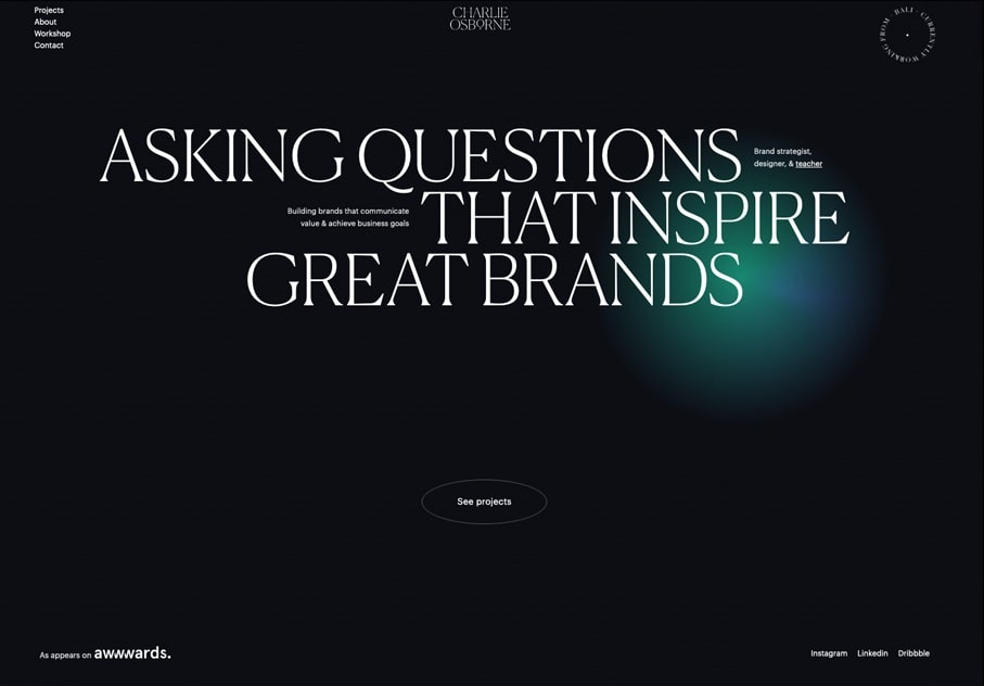 Online design trends 2021: Voorbeeld van een website met geschreefd lettertype